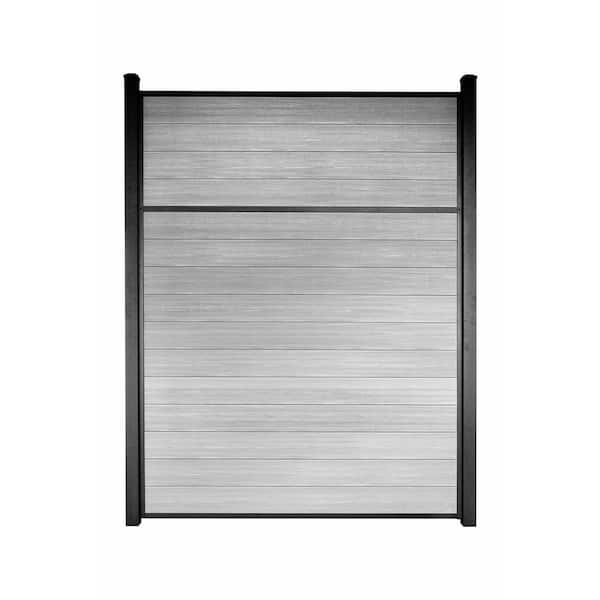 Slipfence 8 ft. H x 6 ft. W x 1 in. Thick Ash-Light Grey-Composite Tongue and Groove Horizontal Fence Panel