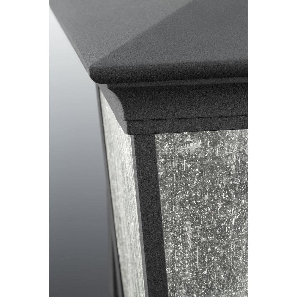 Black Aluminum LED Outdoor Wall Lantern with Textured Glass