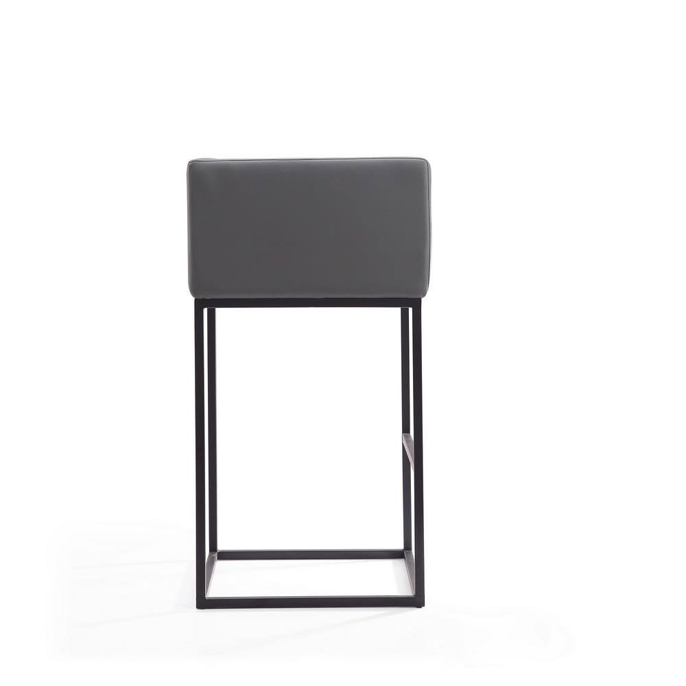 Embassy Geometric Black Steel and Grey Faux Leather Barstool Set