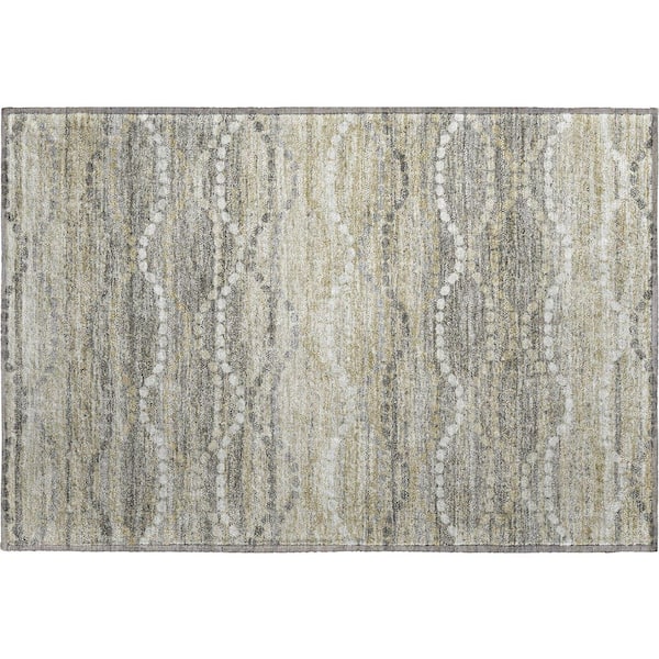 Mayfield Premium Machine Washable Abstract AMF2030 Pewter 2 ft. x 3 ft. Accent Rug