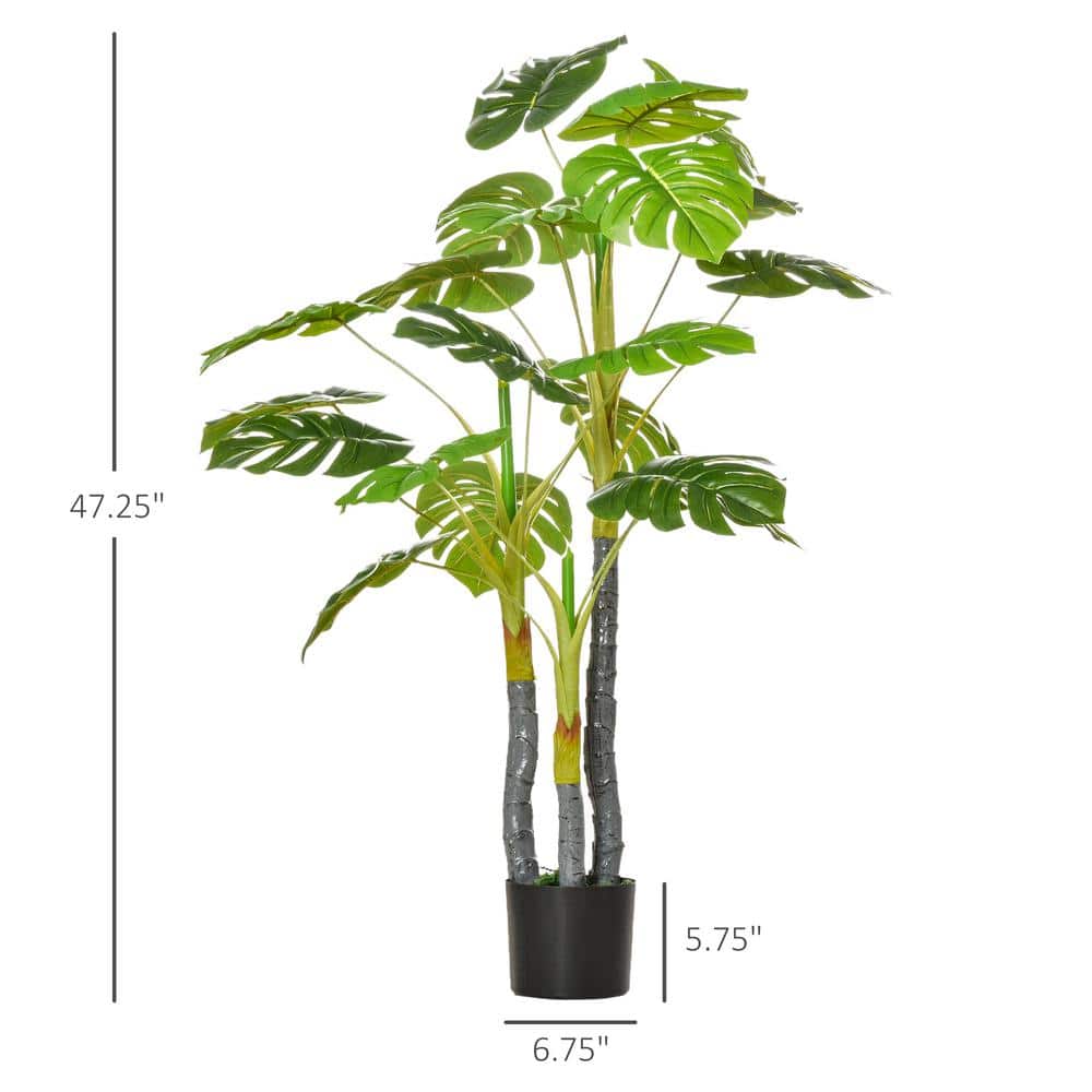 4ft Green Artificial Monstera Tree in Black Pot
