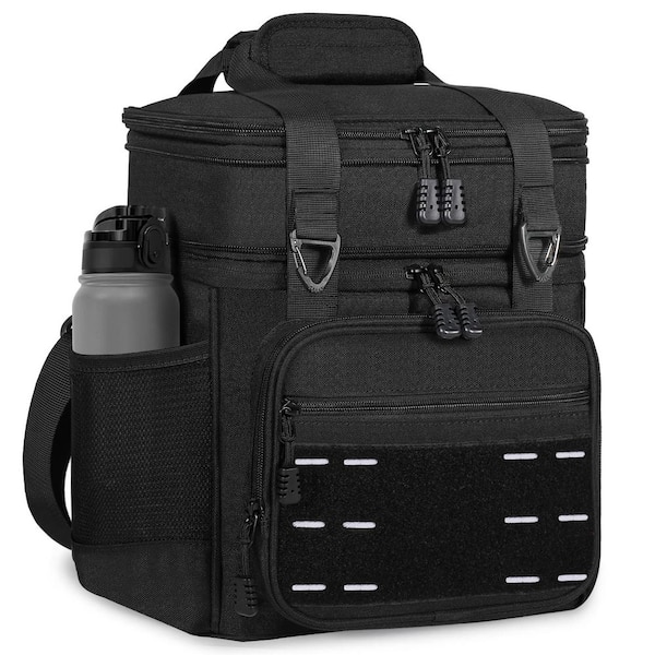 Black Reusable Lunch Bag Set of 1 with Tactical Style, Insulated, Multi - Compartment for Work and Outdoor Use
