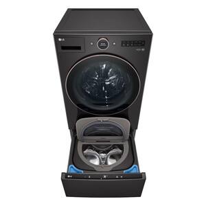 27 in. W 1 cu. ft. Pedestal Front Load Washer Slim DD Motor in Black Steel