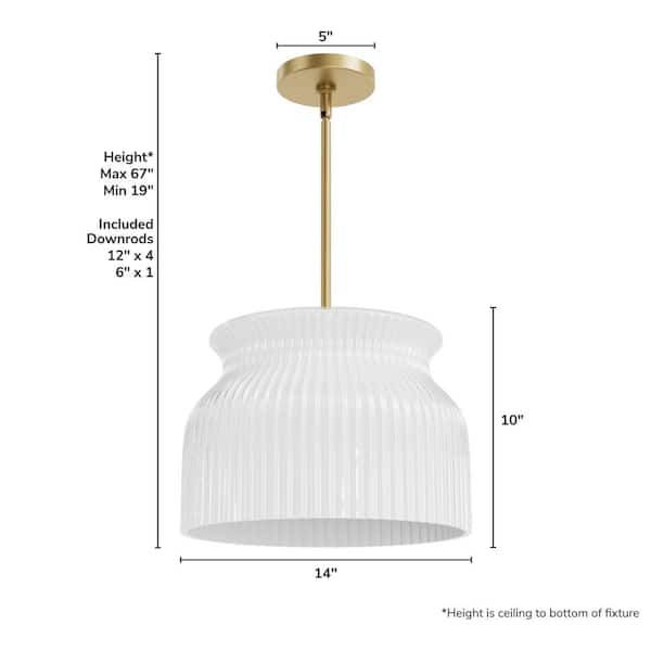 Hunter - Harlowe 60-Watt 1 Light Luxe Gold Shaded Pendant Light with Cased White Glass Shade, No Bulb Included
