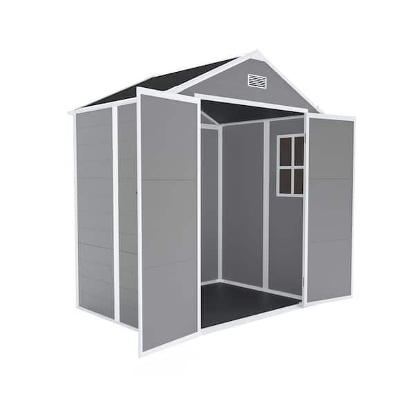 Grey 6 ft. W x 5 ft. D Resin Outdoor Storage Shed with Lockable