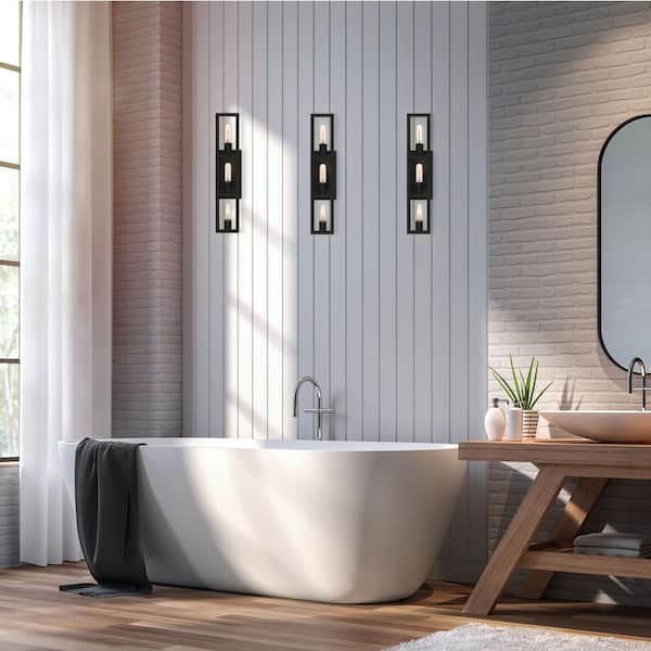 Urban Oasis 25 in. 3-Light Matte Black Glam Vanity Light with Open Cage Design