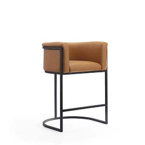 Cosmopolitan 33.8 in. Camel and Black Metal Counter Height Bar Stool