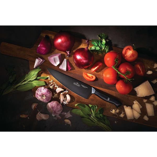 Phantom 8 in. Titanium Plated Steel Full Tang Chef's Knife with Steel Handle