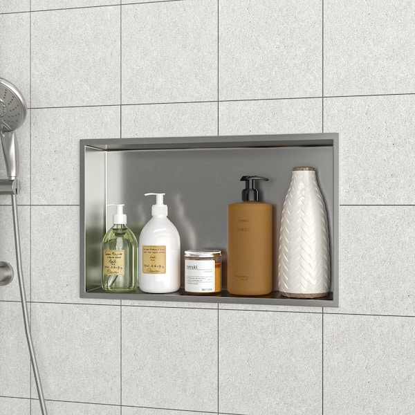 21 in. W x 13 in. H x 3.94 in. D Stainless Steel Shower Niche (Set of 1) Pieces in Brushed Nickel