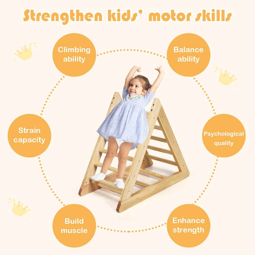 Natural Pine Indoor Climbing Triangle Ladder for Toddlers