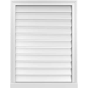 26" x 34" Vertical Surface Mount PVC Gable Vent: Functional with Brickmould Sill Frame