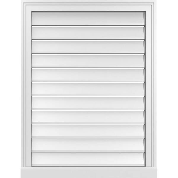 Ekena Millwork 26" x 34" Vertical Surface Mount PVC Gable Vent: Functional with Brickmould Sill Frame