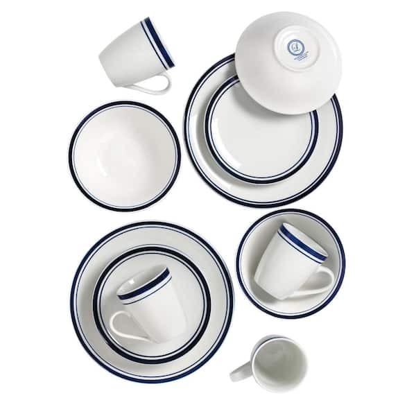 Lorren Home Trends 16-Piece Blue Stripe Porcelain Dinnerware Set (Service  for 4) LH141 - The Home Depot