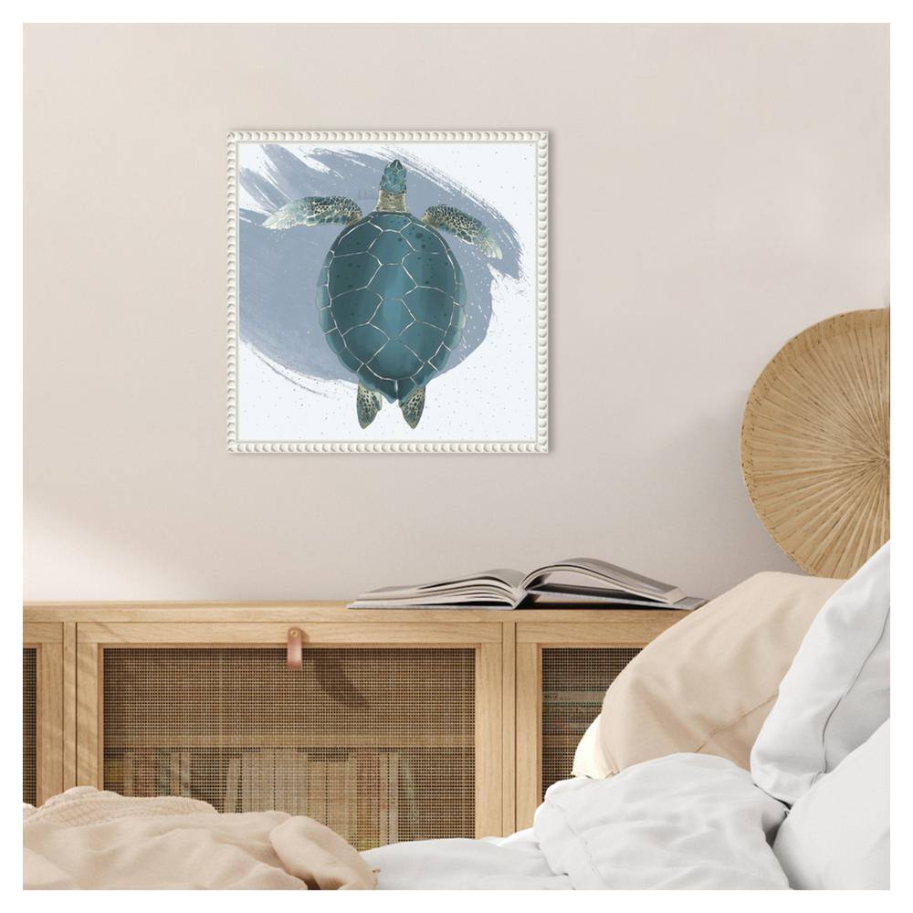 Sea Turtle Beaded Framed Canvas Wall Art