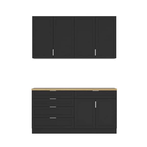 63 in. W x 13.4 in. D x 33.5 in. H Ready to Assemble Wood Kitchen Cabinet in Matte Black with Soft Close Drawers,Storage