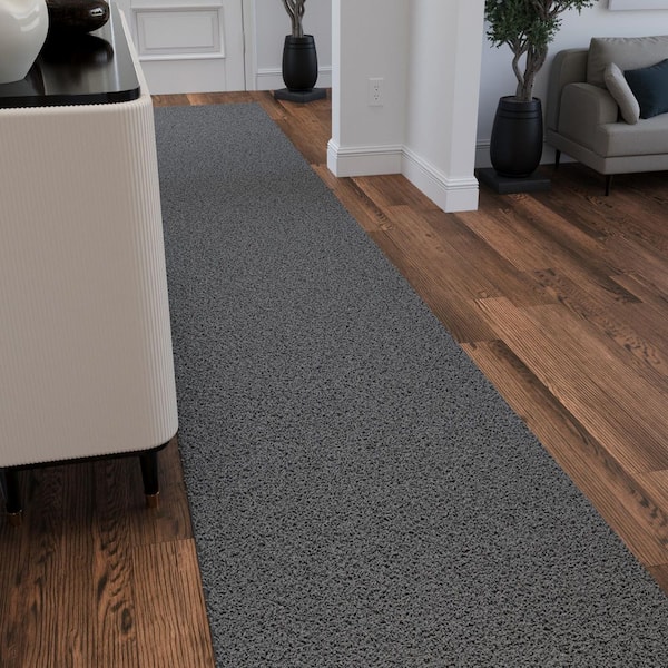 Cozy Plush Non-Slip Rubberback Soft Gray 3 ft. x 11 ft. Indoor Runner Rug