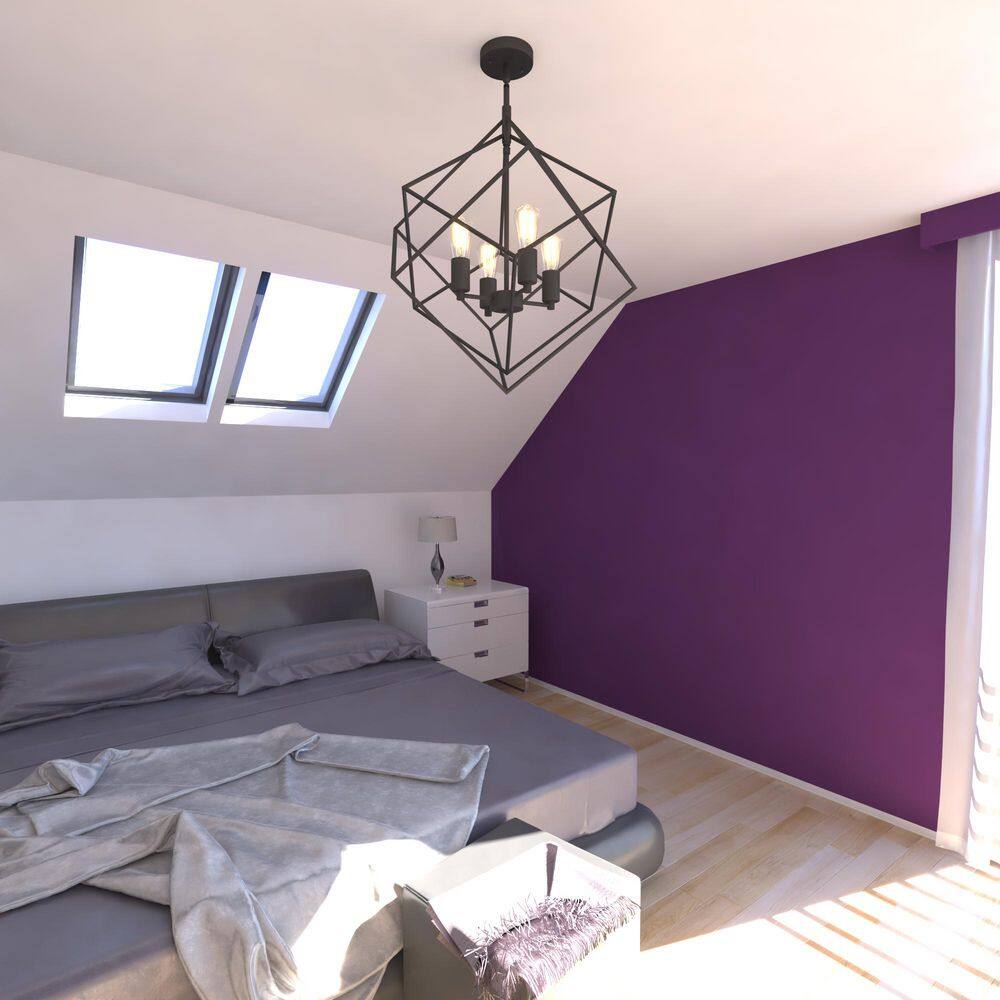 Rad Geometric Nested Cube 4-Light Chandelier in Warm Pewter