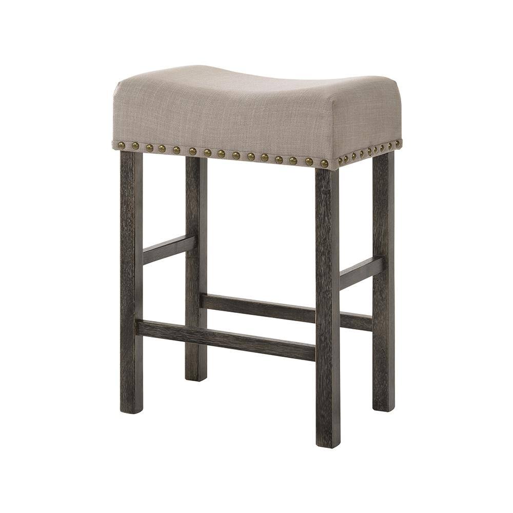 Gray Wood Backless Saddle Counter Height Stool