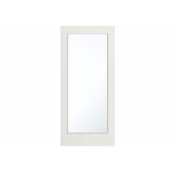 Topa 42 in. x 79 in. Modern Universal/Reversible Handing Full Lite Clear Glass White Primed Fiberglass Front Door Slab