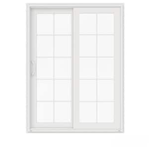 60 in. x 80 in. V-4500 White Vinyl Left-Hand 10 Lite Sliding Patio Door