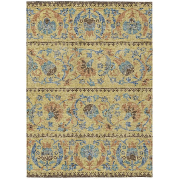 Chantille Machine Washable Indoor/Outdoor Abstract ACN2480 Gold 9 ft. x 12 ft. Area Rug