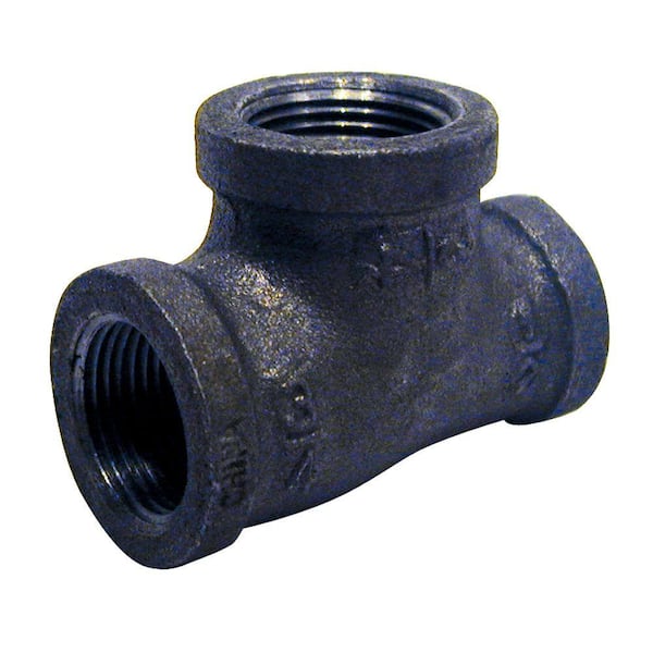 1-1/4" x 1" x 1" Inch Black Malleable Reducing Iron Pipe Threaded Tee Fitting 