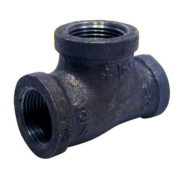 1" x 1" x 1/4" Inch Black Malleable Reducing Iron Pipe Threaded Tee Fitting 