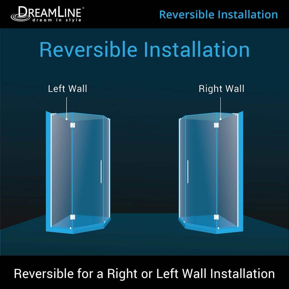 Prism 34'' x 72'' Frameless Neo-Angle Glass Shower Enclosure