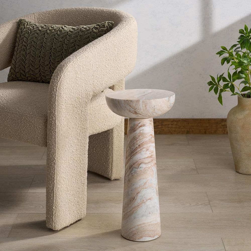 Glendale 10 in. White Round Marble End Table price history on PriceWatchPro