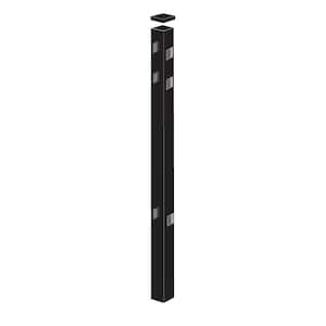 2 in. x 2 in. x 5-7/8 ft. Black Standard-Duty Aluminum Fence Line Post