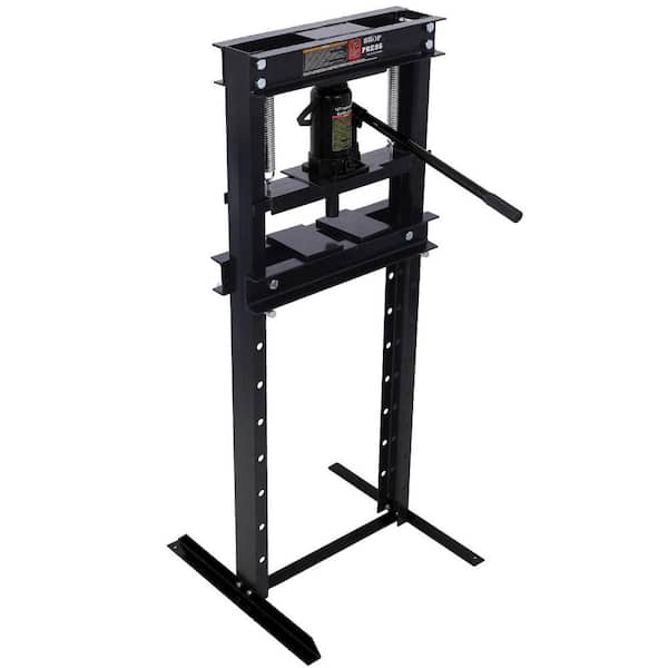 12-Ton Steel H-Frame Garage Floor Press, Hydraulic Shop Press with Press Plates, Black