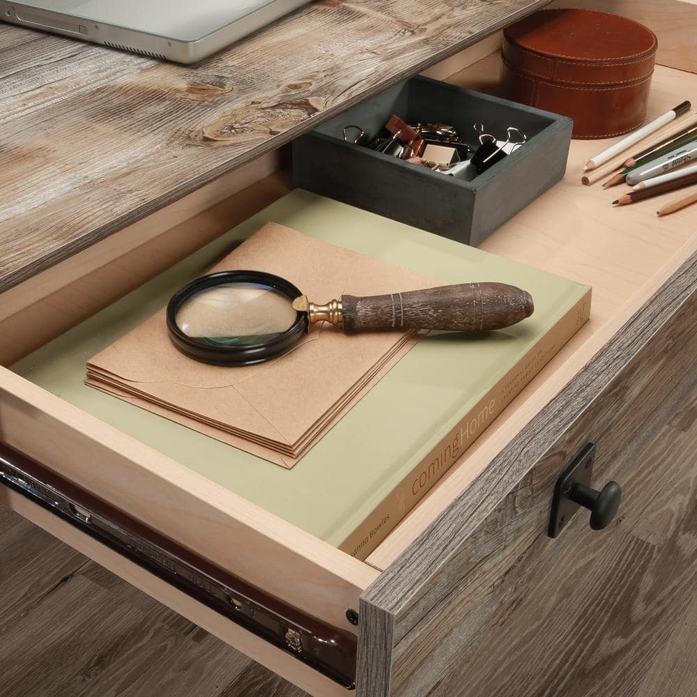 Rustic Cedar Wood Desk with Drawers and Filing Cabinet