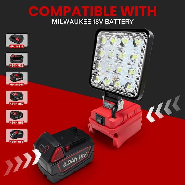 2pcs 48W 3800 Lumen LED Flood Work Light Cordless Power Source