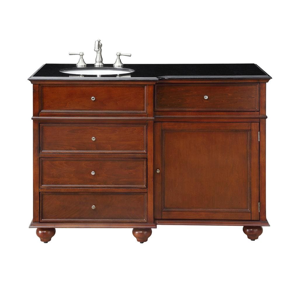 Hampton Harbor 48 in. W x 22 in. D x 35 in. H Single Sink Freestanding Bath Vanity in Sequoia with Black Granite Top -  Home Decorators Collection, BF-25098-SQ