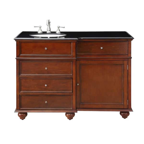 Home Decorators Collection Hampton Harbor 48 in. W x 22 in. D x 35 in. H Single Sink Freestanding Bath Vanity in Sequoia with Black Granite Top