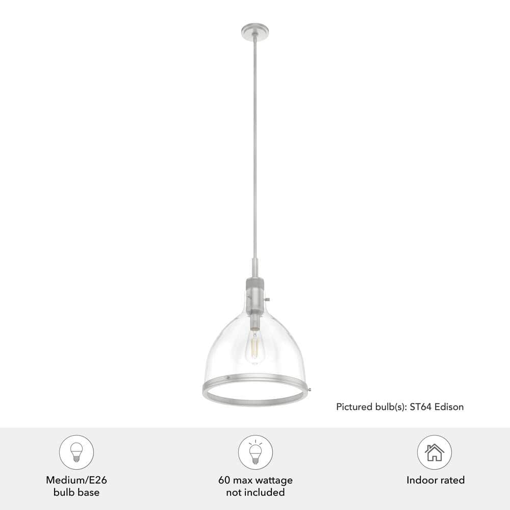Van Nuys Brushed Nickel 16" Glass Bell Pendant Light