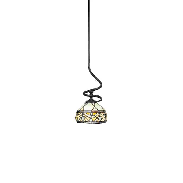 Unbranded Bridgewater 100 W 1-Light Matte Black Standard Mini Pendant Light with Glass Shade