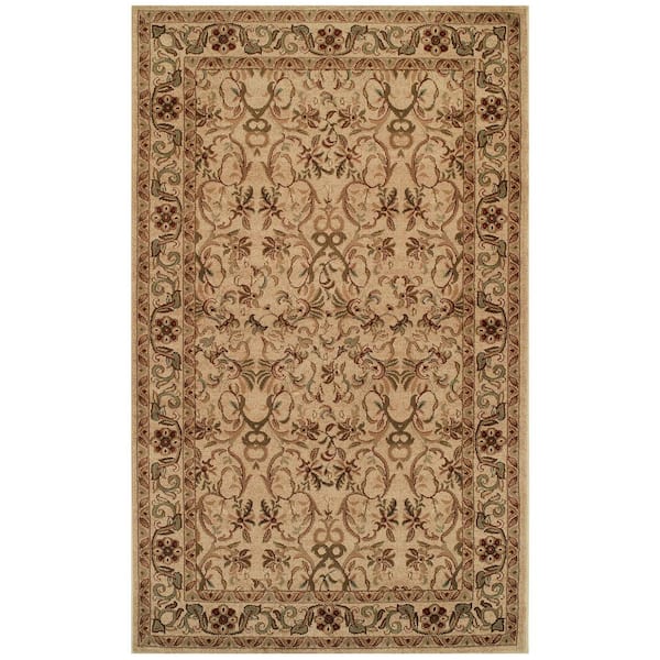SUPERIOR Heritage Ivory 4 ft. x 6 ft. Floral Scroll Polypropylene Area Rug