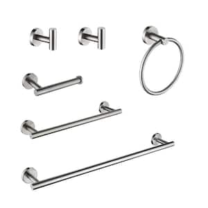 6-Piece Round Bath Hardware Set with Mounting Hardware in Brushed Nickel