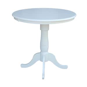Pure White Round Counter Height Pedestal Bar Table