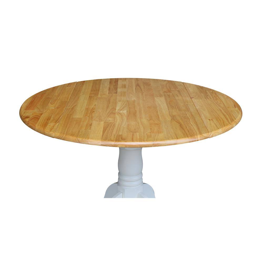 Cottage Charm Off-White Round Wood Extendable Dining Table