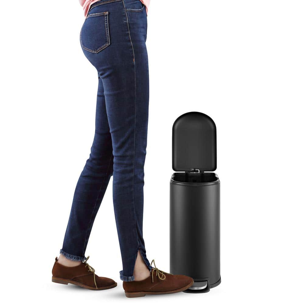 Black Stainless Steel Fingerprint Resistant Step-Open Trash Can