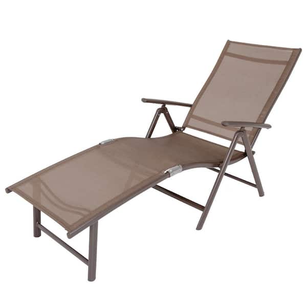 Crestlive Products Brown 1-Piece Adjustable Metal Outdoor Chaise Lounge