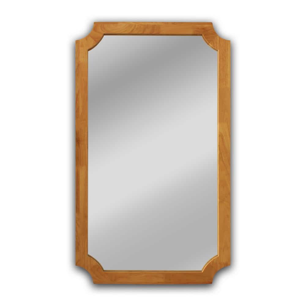 CHLOES Reflection Rectangular Wood-Framed Maple Finish Wall Mirror 33 in. 