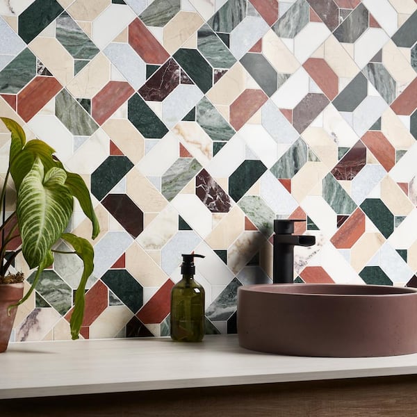 Sheba Tuscany Multicolor 12.83 in. x 12.83 in. Polished Marble Luxury Mosaic Floor and Wall Tile 1.14 sq. ft./Each