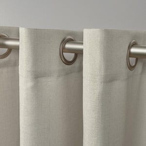 Loha Natural Solid Light Filtering Grommet Top Curtain, 54 in. W x 120 in. L (Set of 2)