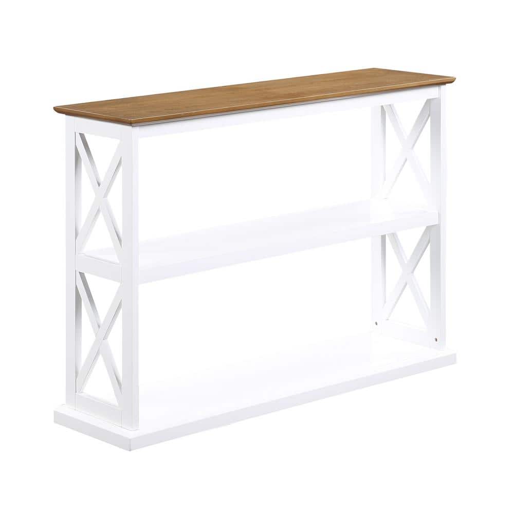 Coventry Driftwood and White Solid Wood Console Table with Shelves