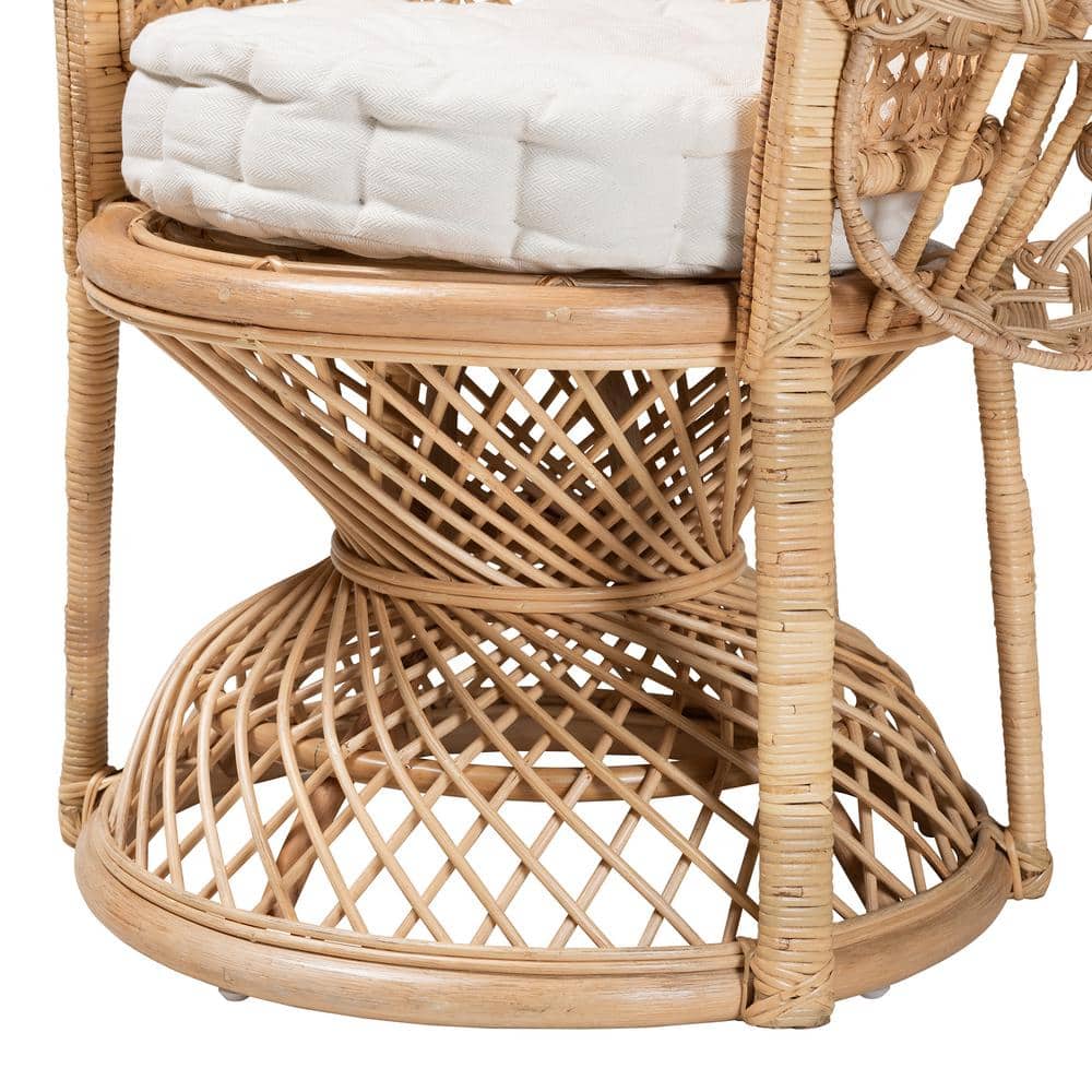 Natural Brown Handcrafted Rattan Peacock Accent Chair