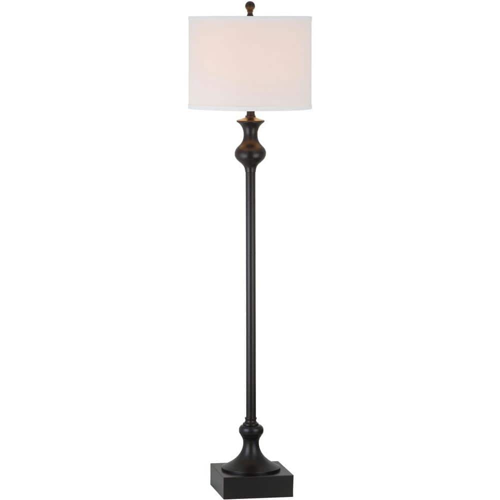 Traditional Black Bronze Arc Floor Lamp with White Shade