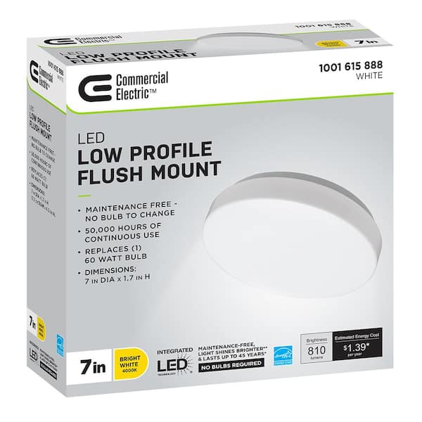 Commercial Electric Low Profile 7 in. White Round 4000K Bright